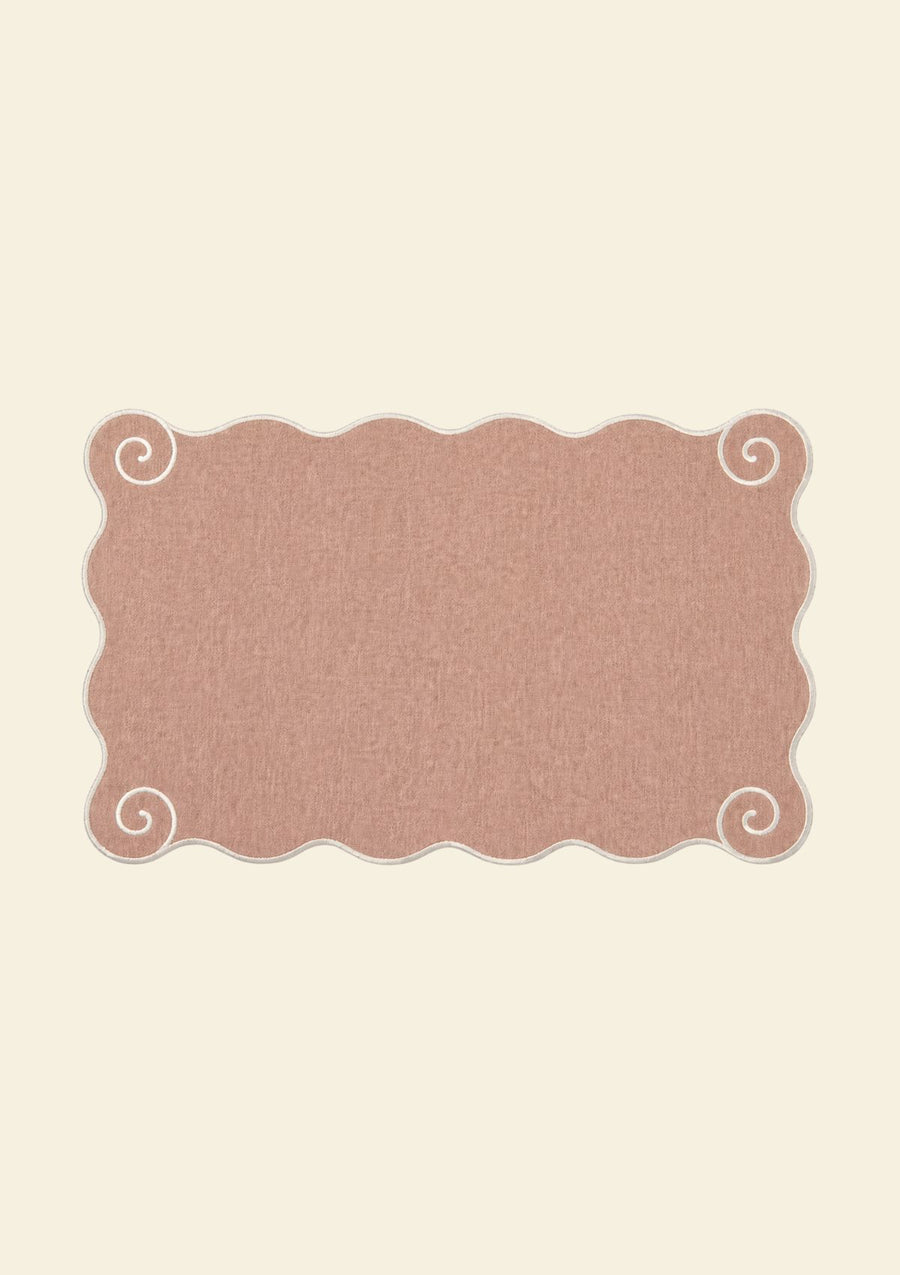 Volute placemat in Powder Pink & White linen