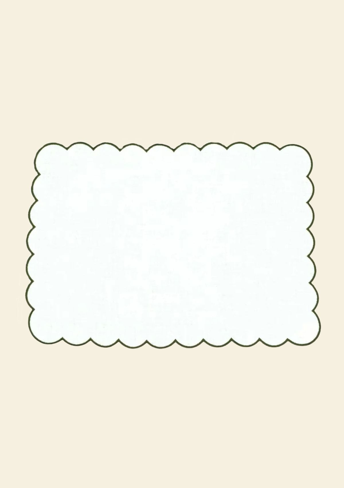 Le set de table rectangulaire Festons en lin Blanc & Vert forêt