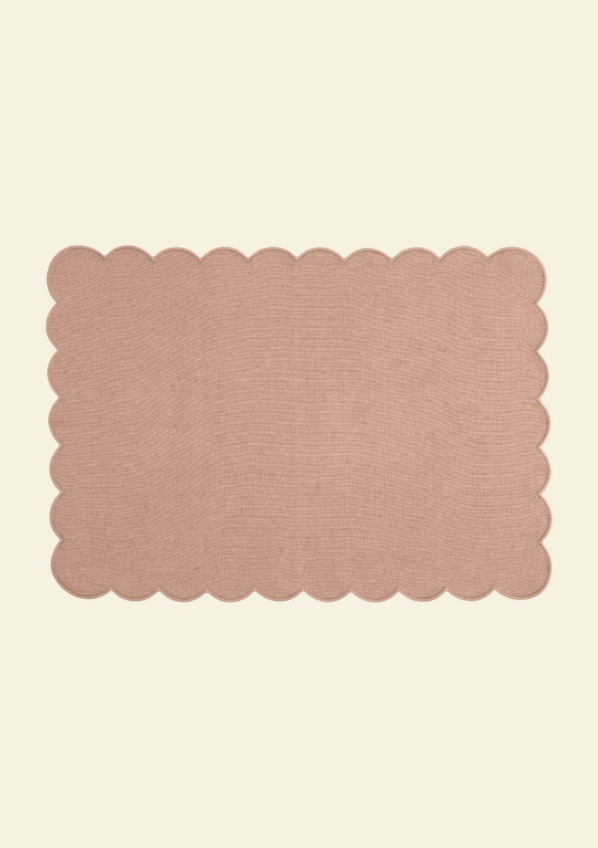 Le set de table rectangulaire Festons en lin Rose poudré