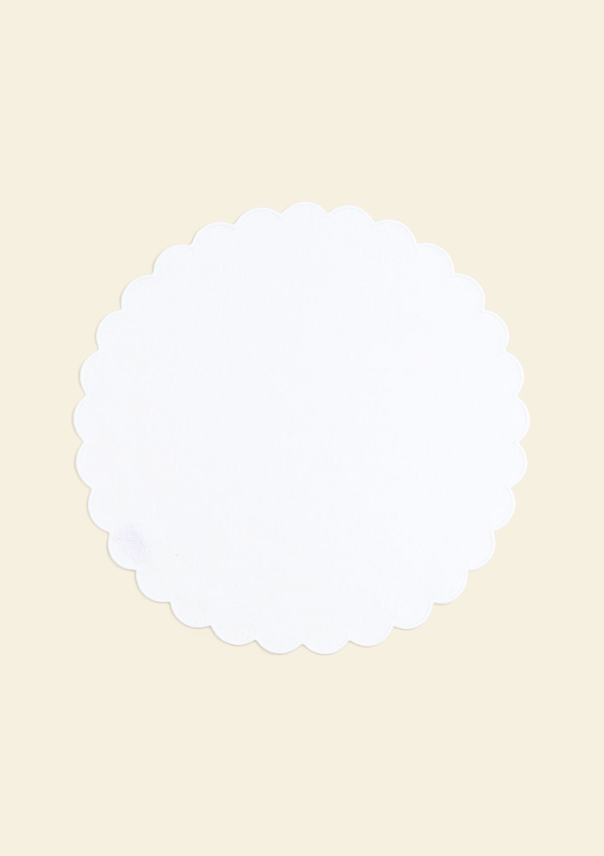 Le set de table rond Festons en lin Blanc