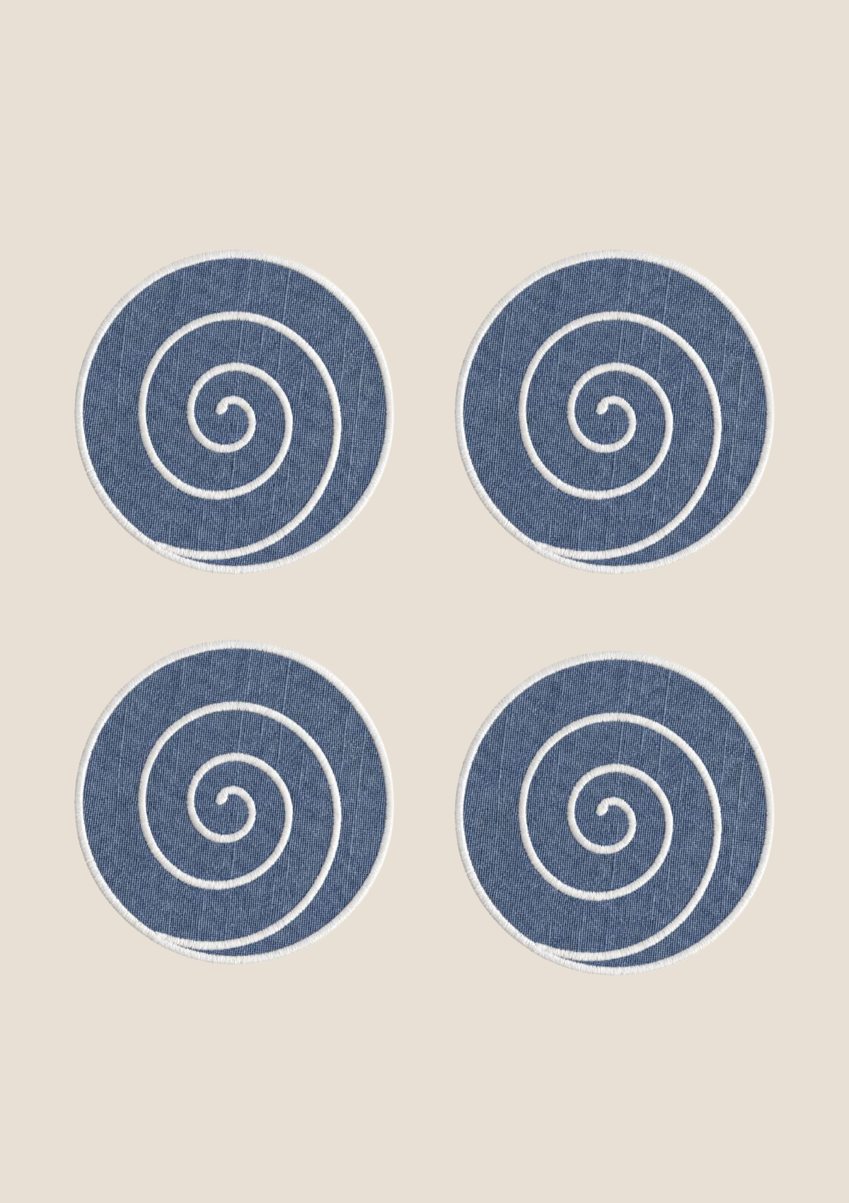 Les dessous de verre Volute en lin Bleu poudré & Blanc (lot de 4)