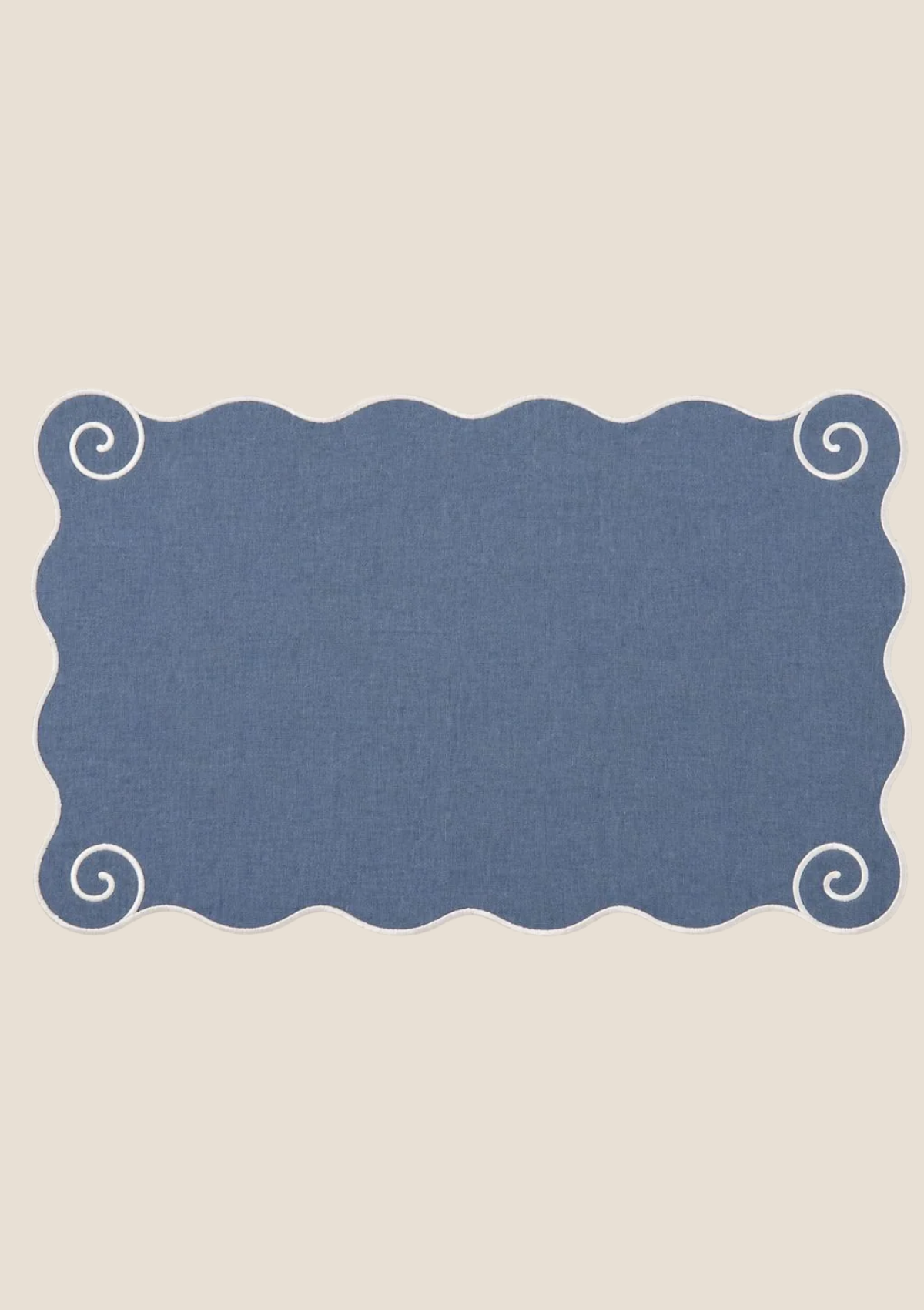 Le set de table Volute en lin Bleu poudré & Blanc