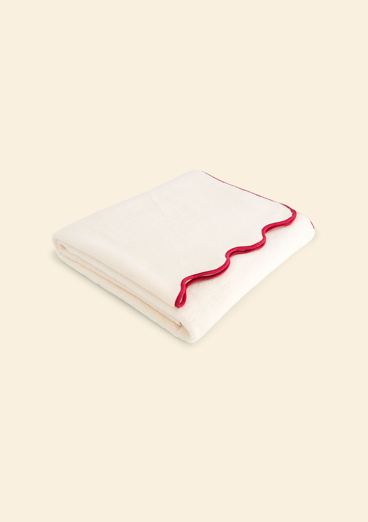 The ivory &amp; burgundy cotton wavy bath sheet