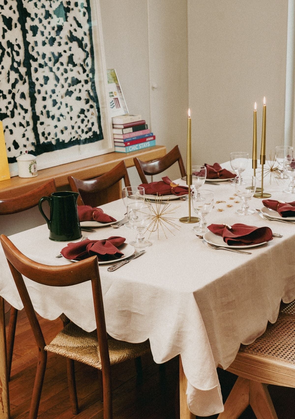 La nappe festonnée en lin Ivoire