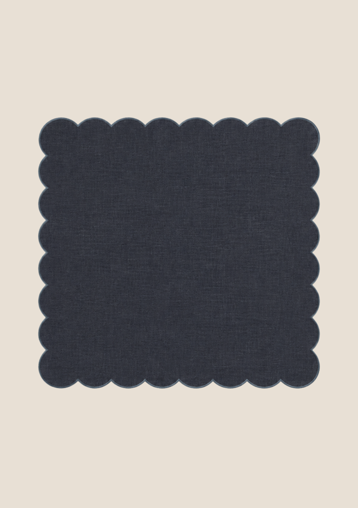 Slate blue scalloped linen napkin