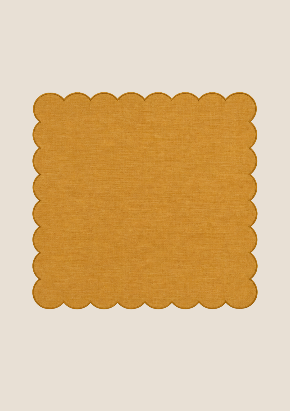 Yellow ocher scalloped linen napkin