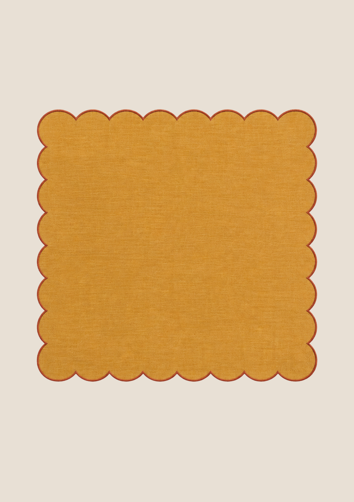 Yellow ocher & red ocher scalloped linen napkin