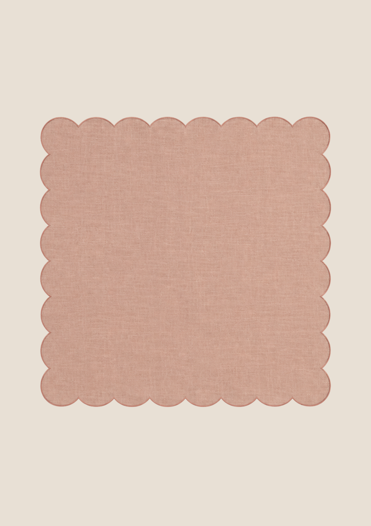 Powder pink scalloped linen napkin
