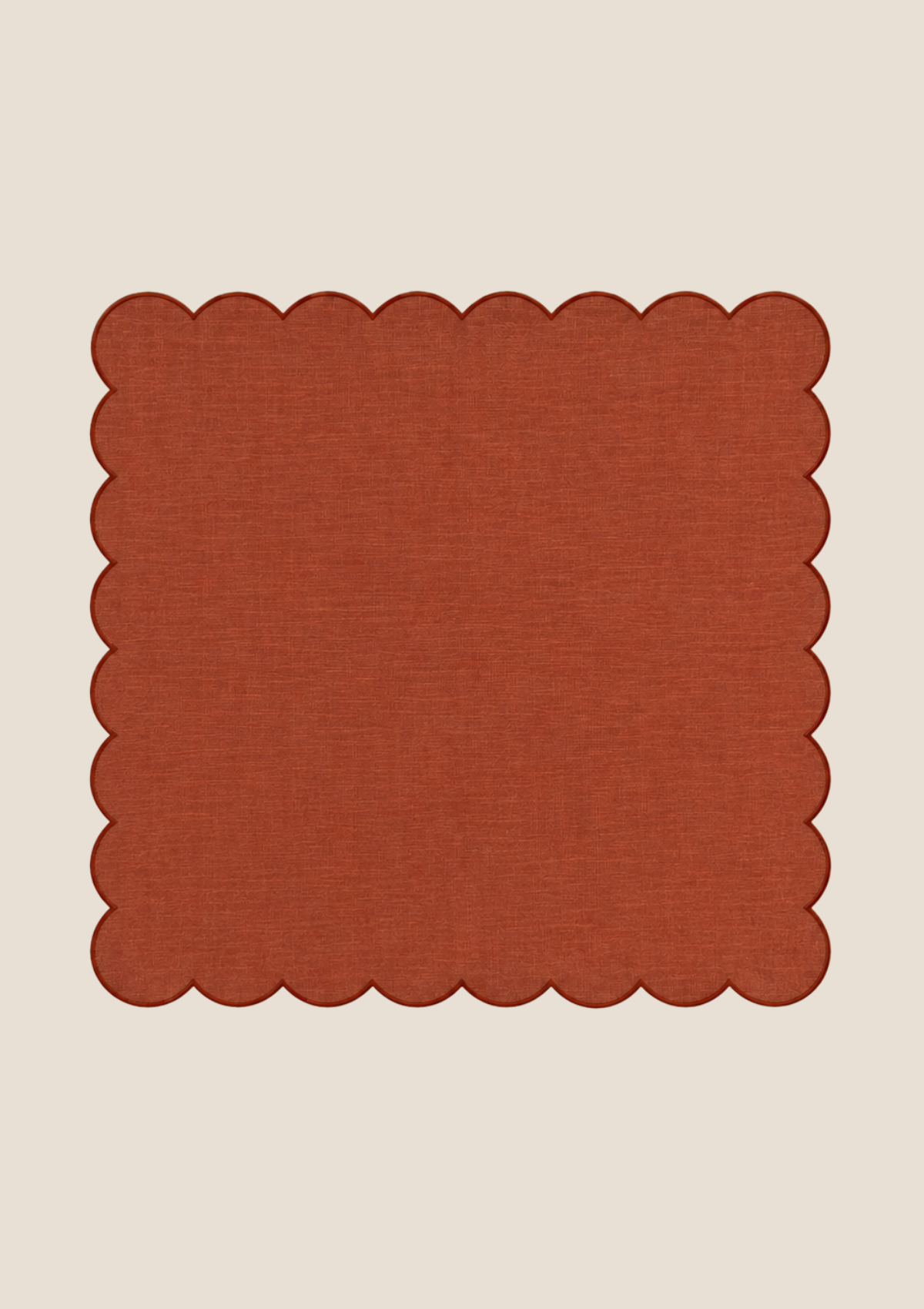 Red ocher scalloped linen napkin