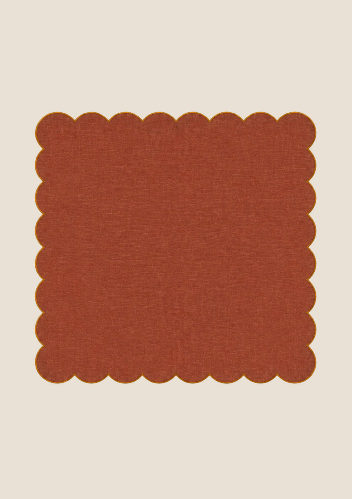 Red ocher & yellow ocher scalloped linen napkin