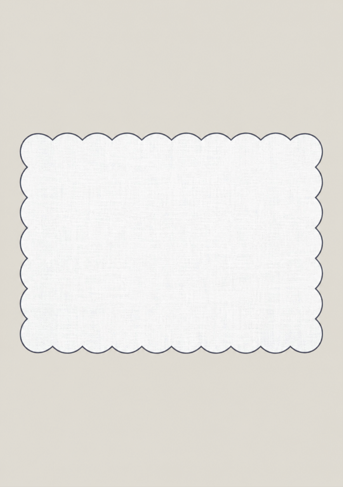 Le set de table rectangulaire Festons en lin Blanc & Bleu ardoise