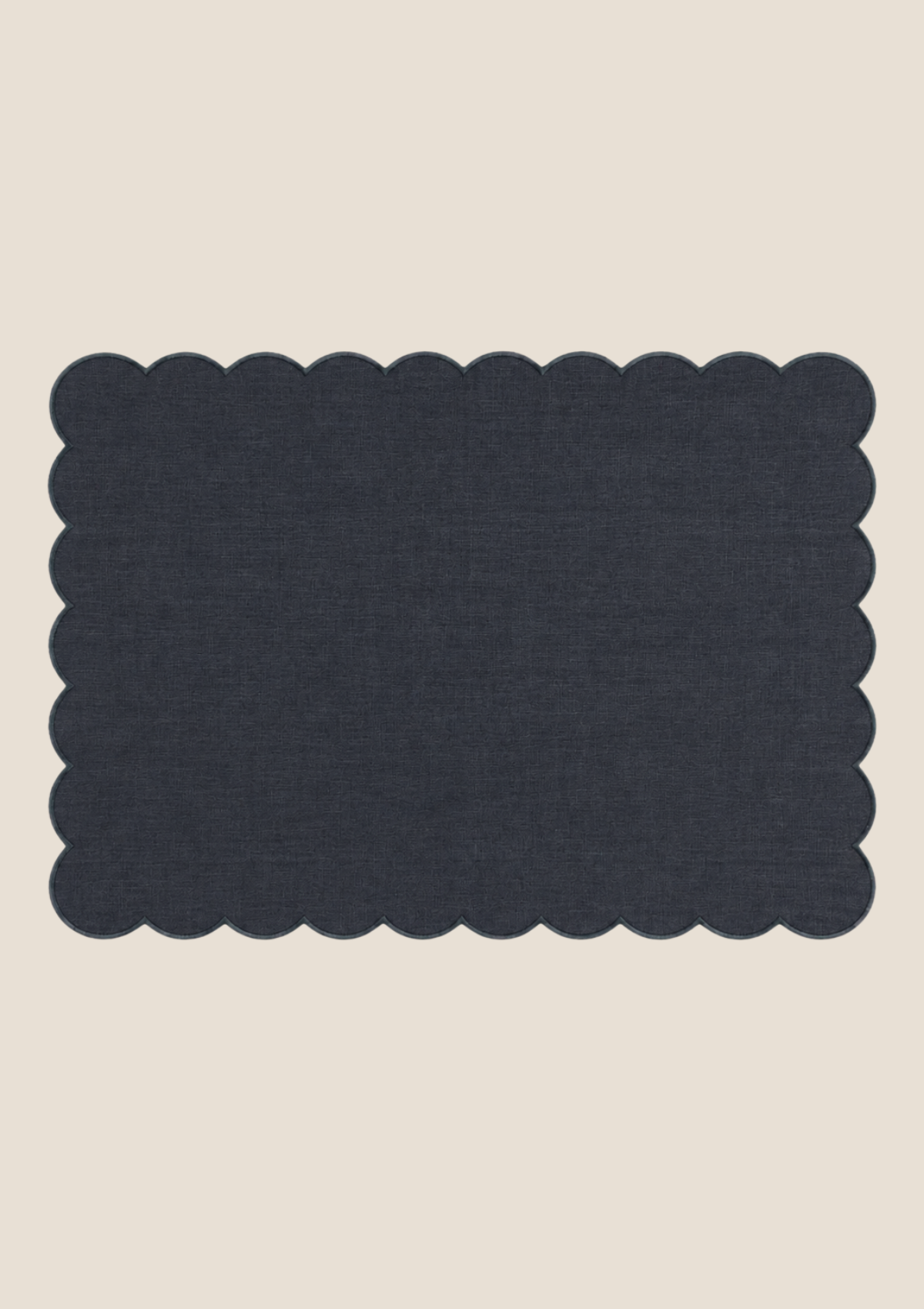 Le set de table rectangulaire Festons en lin Bleu ardoise