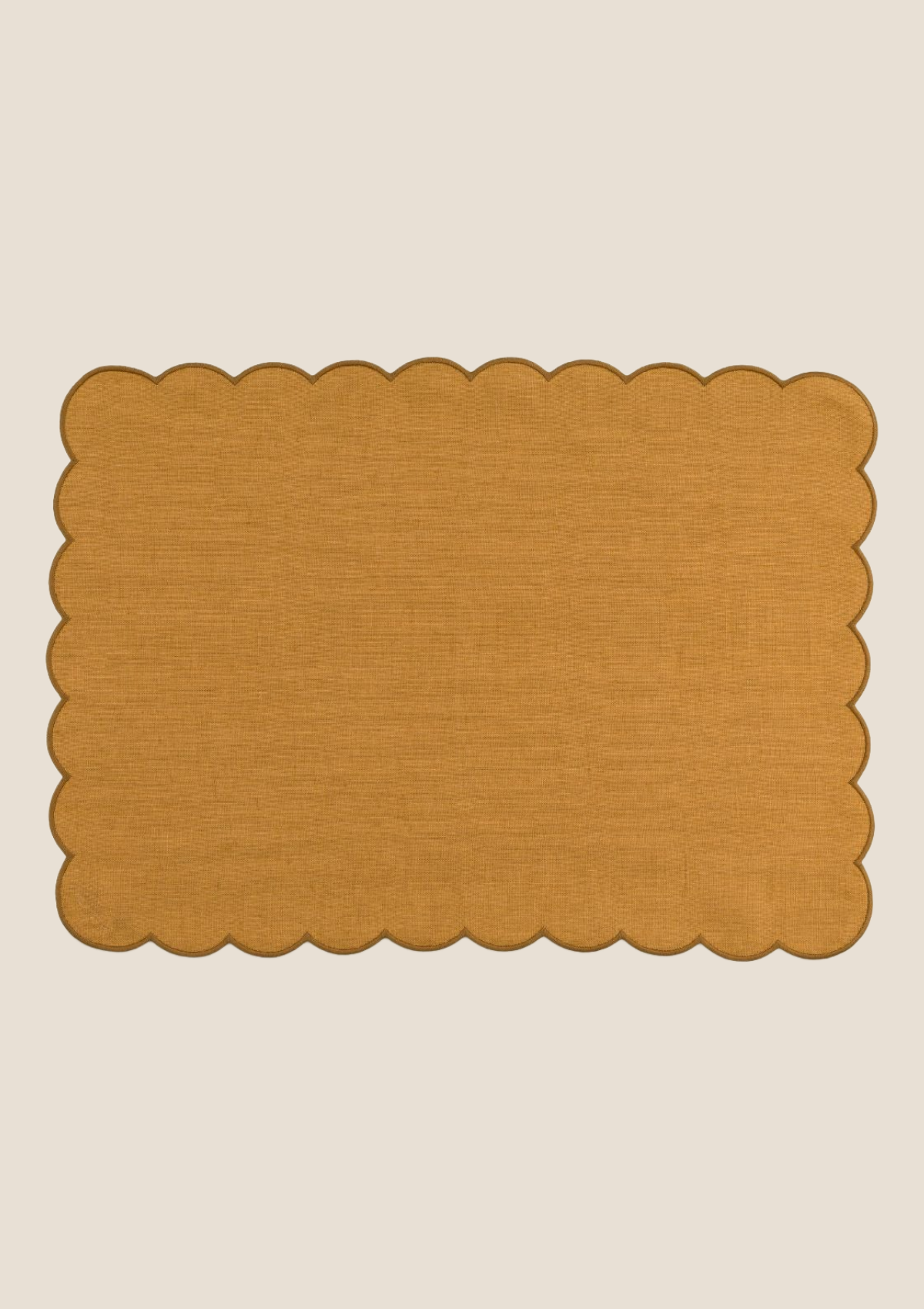 Le set de table rectangulaire Festons en lin Ocre jaune