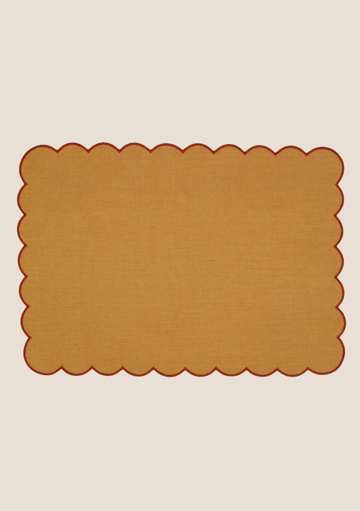 PRÉCOMMANDE - Le set de table rectangulaire Festons en lin Ocre jaune & Tomette