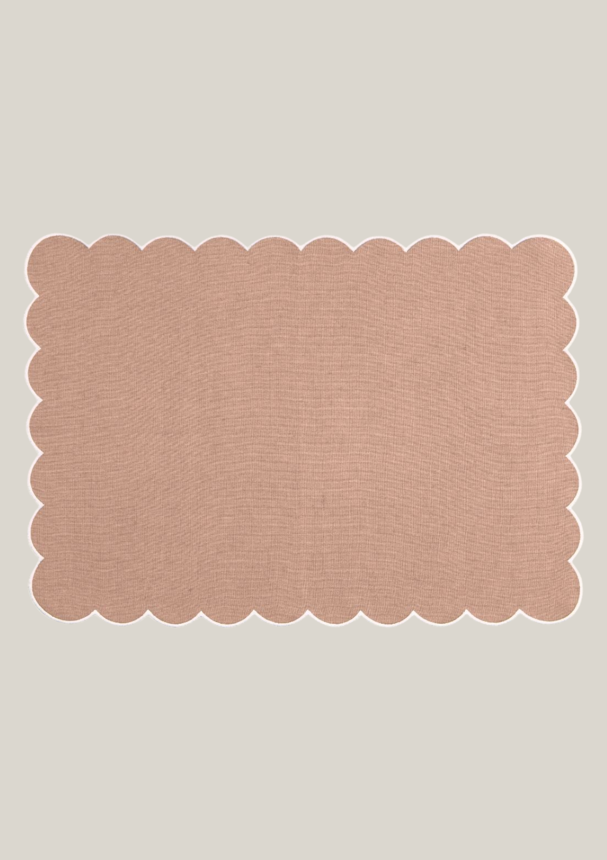 Le set de table rectangulaire Festons en lin Rose poudré & Blanc
