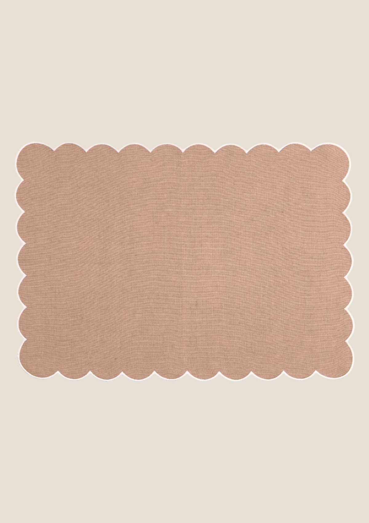 Le set de table rectangulaire Festons en lin Rose poudré & Blanc