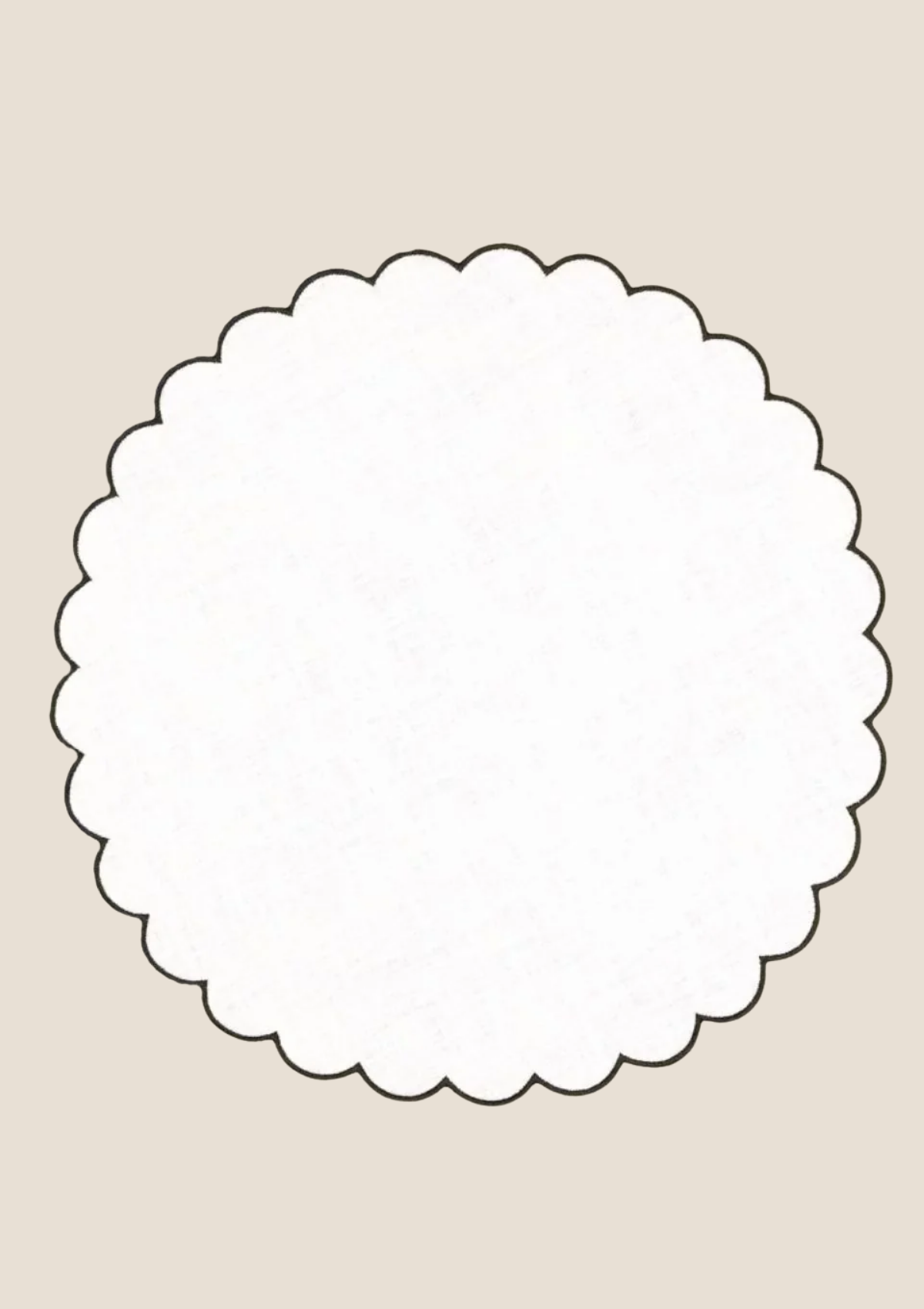 Le set de table rond Festons en lin Blanc & Bleu ardoise