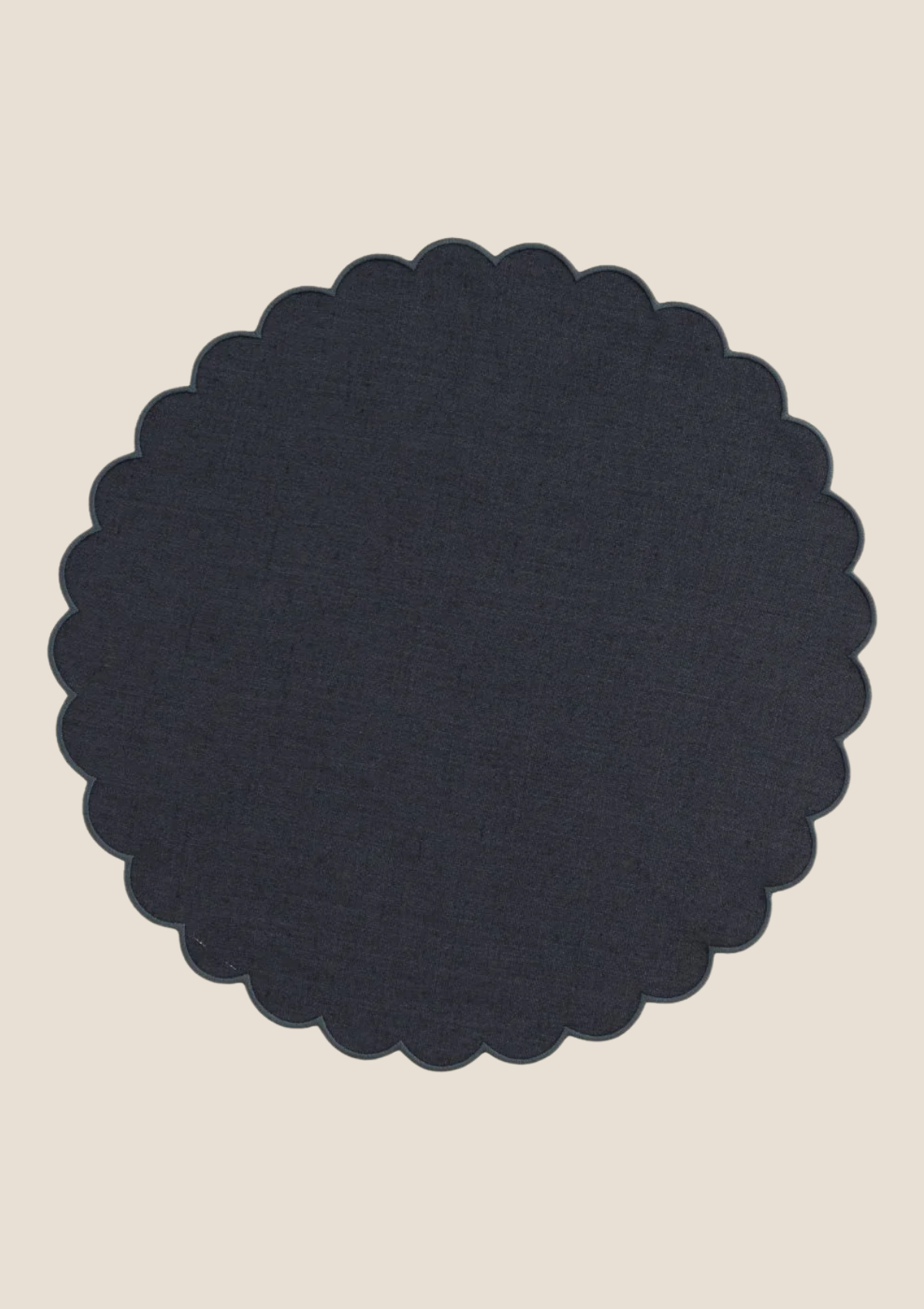 Le set de table rond Festons en lin Bleu ardoise