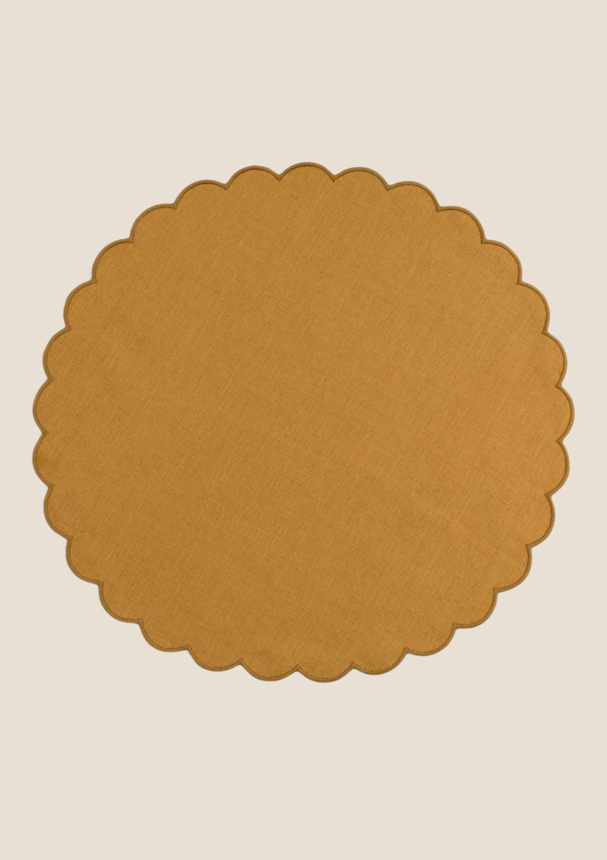 Le set de table rond Festons en lin Ocre jaune