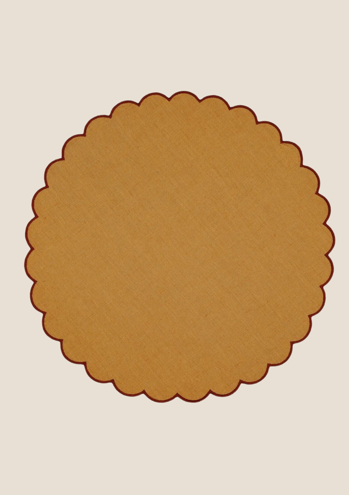 Le set de table rond Festons en lin Ocre jaune & Tomette