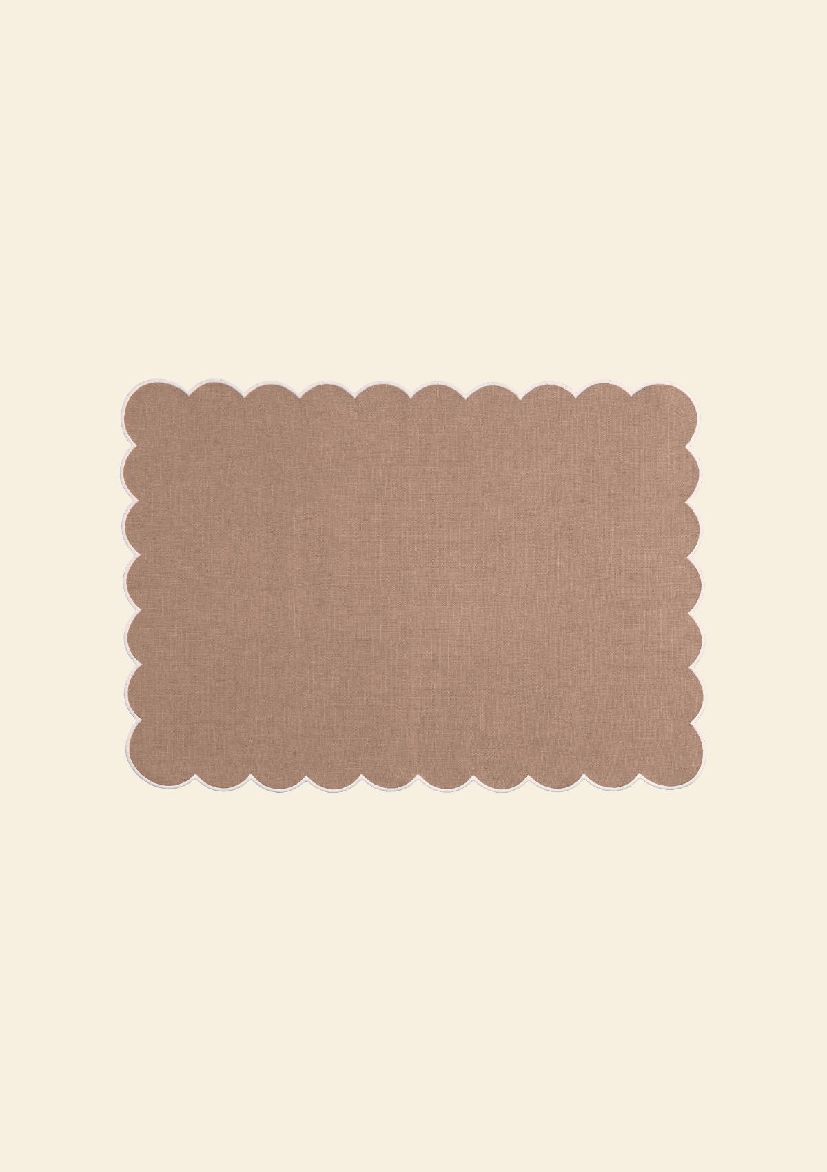 Les sets de table rectangulaires festonnés en lin Rose poudré & Blanc (lot de 2)