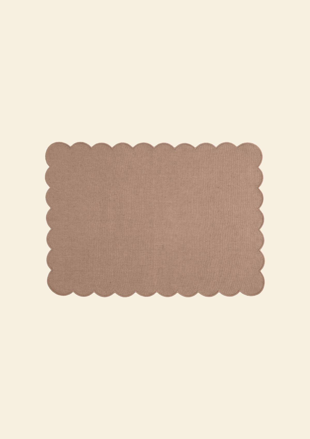 Les sets de table rectangulaires festonnés en lin Rose poudré (lot de 2)