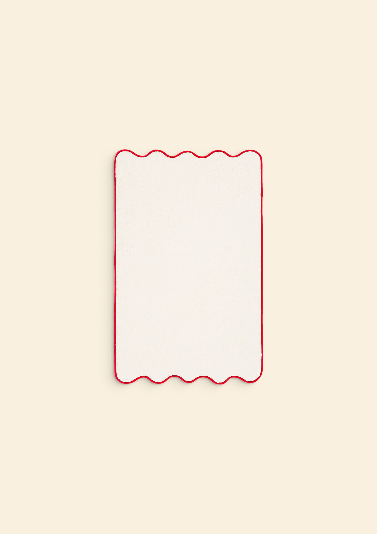 The ivory &amp; burgundy cotton wavy bath mat