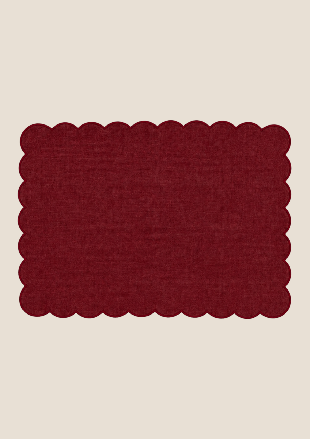 Le set de table rectangulaire Festons en lin Bordeaux