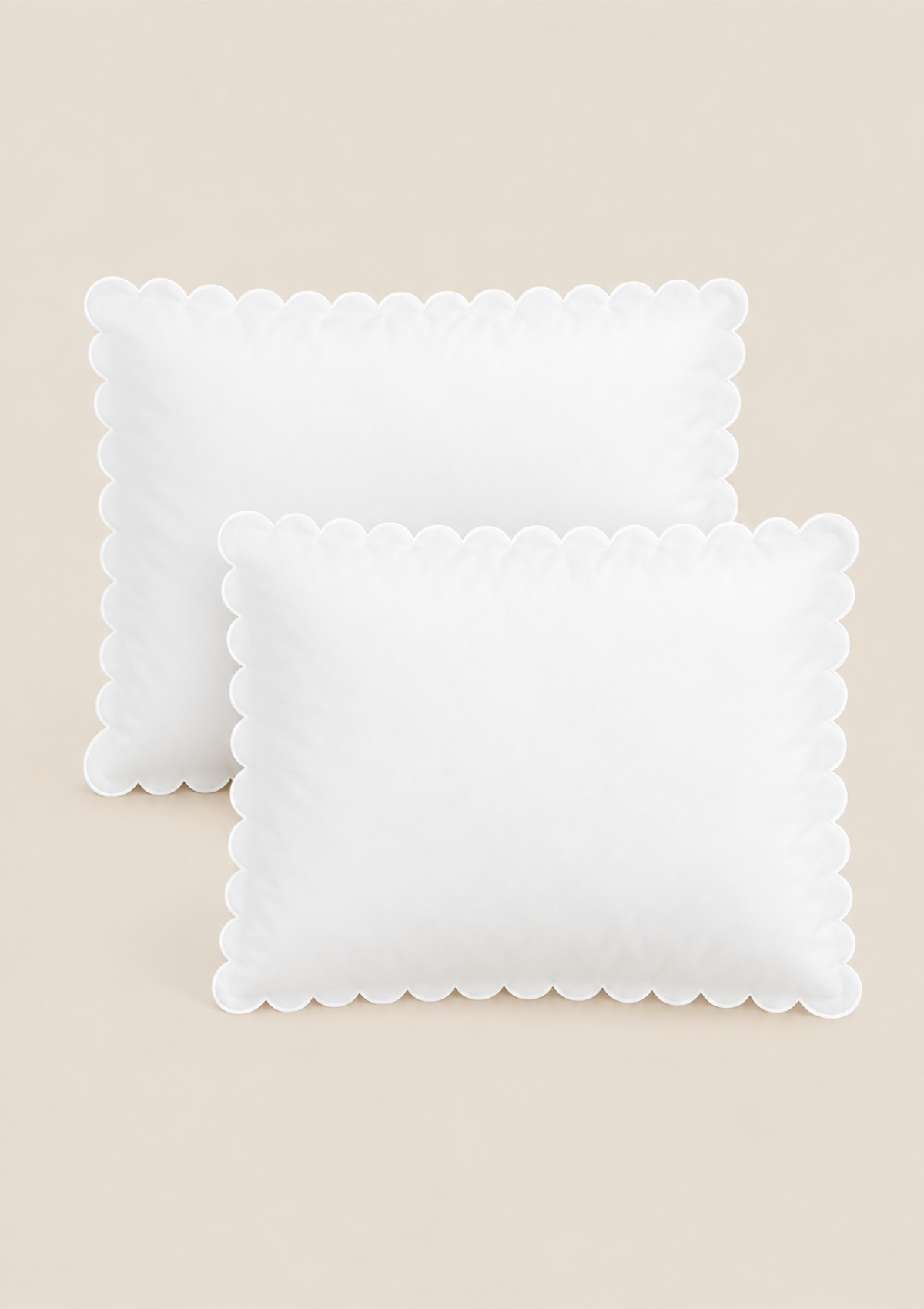 Les taies d'oreiller festonnées en percale de coton blanc (lot de 2)