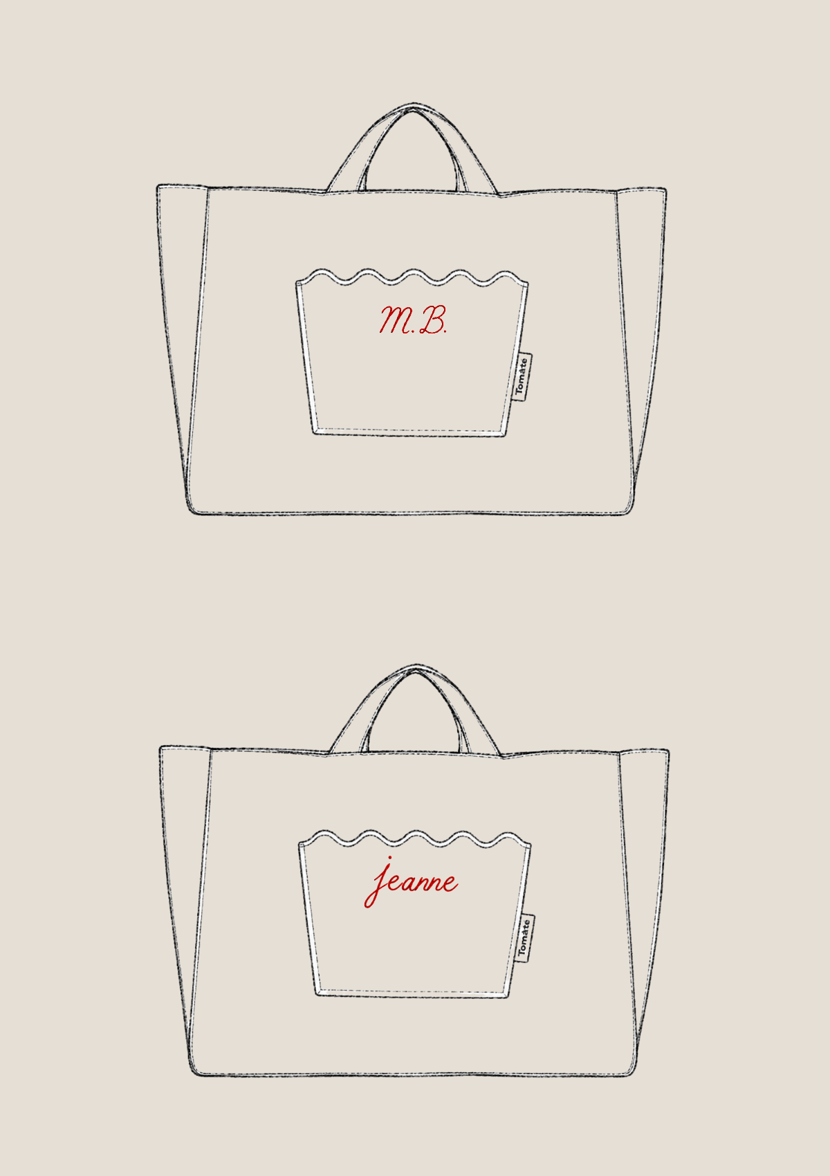 Le cabas Ondes Rouge & Blanc