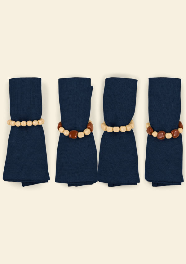 L'ensemble de 4 ronds de serviette bijoux Ivoire & Ocre