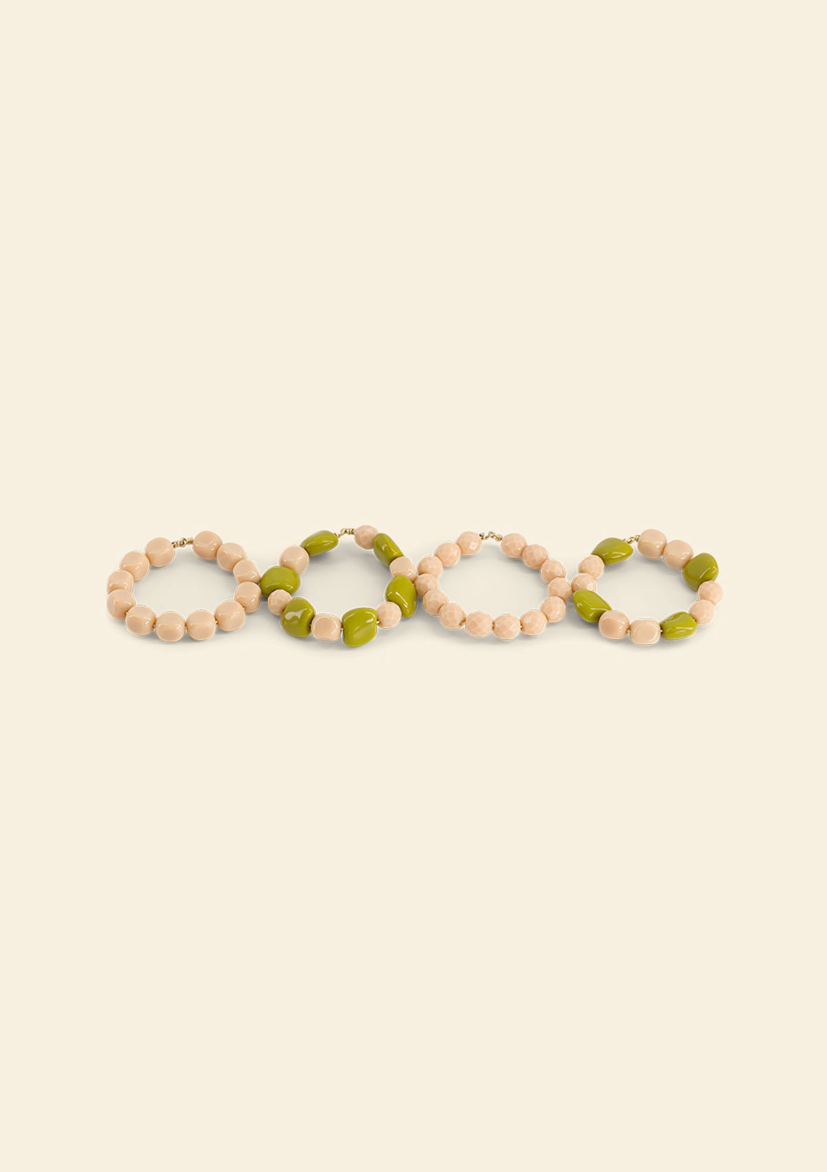 Jeweled napkin rings (set of 4) Ivory & Apple green