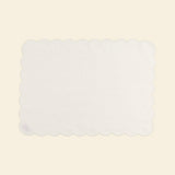 Rectangular linen and scalloped placemats (set of 2) White