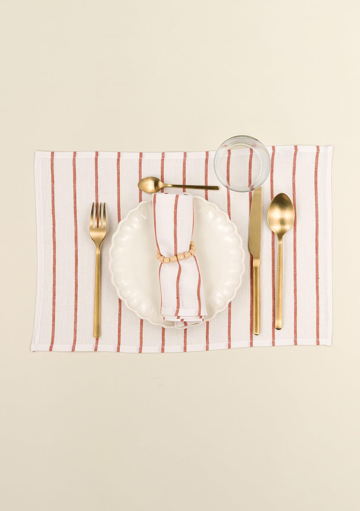 Linen napkins (set of 2) orange & white stripes