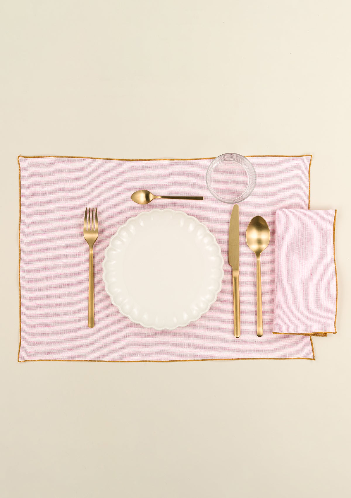 Serviettes de table en lin (lot de 2) rayures roses & blanches