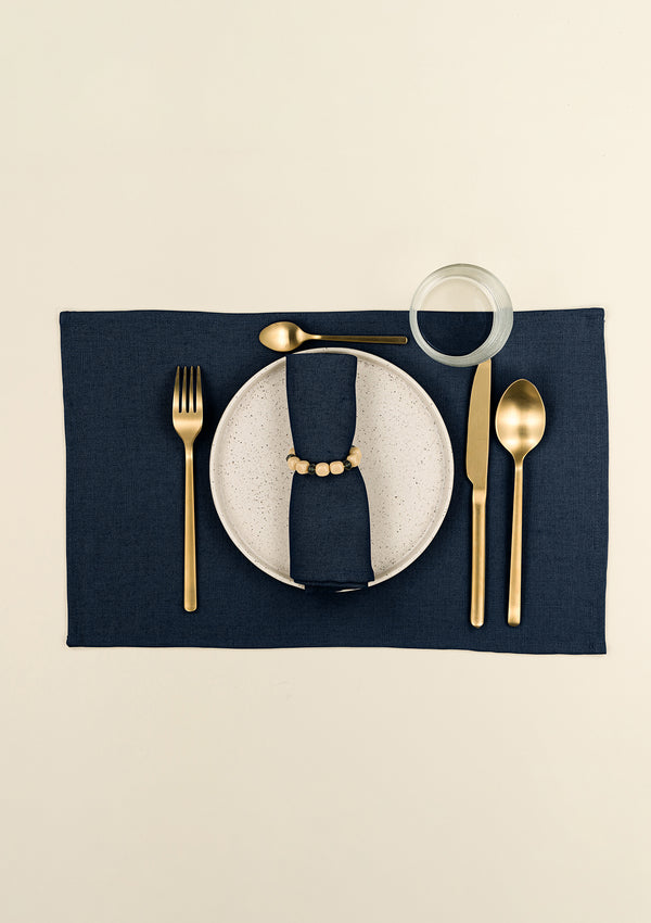 Customizable Navy thick linen placemat
