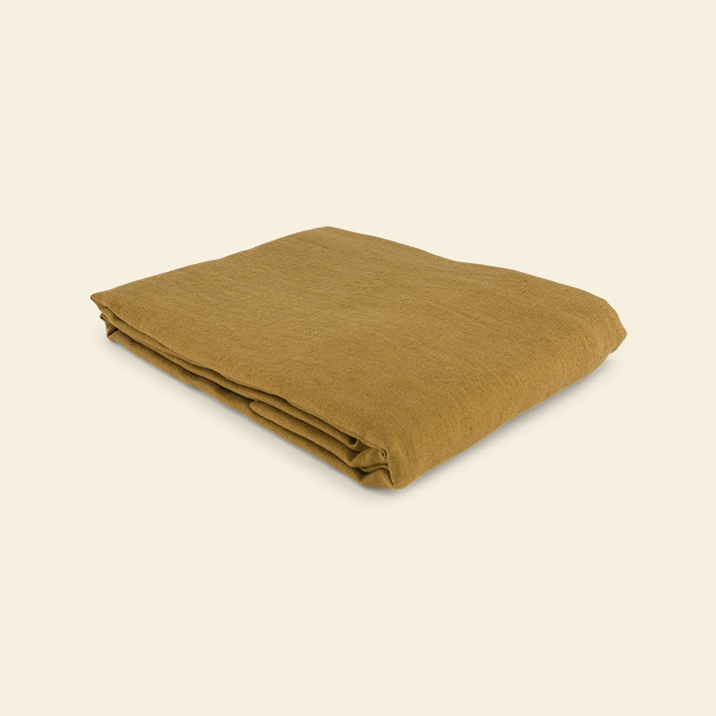 Khaki thick linen tablecloth
