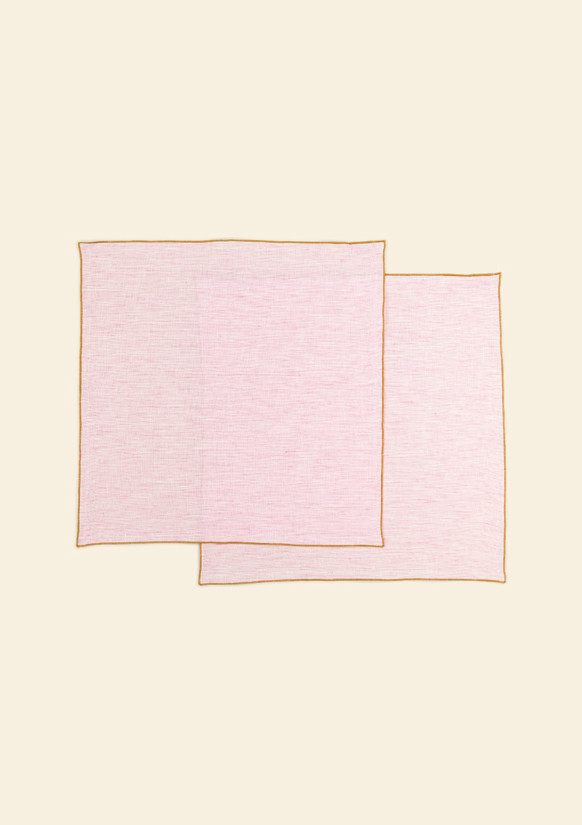 Serviettes de table en lin (lot de 2) rayures roses & blanches