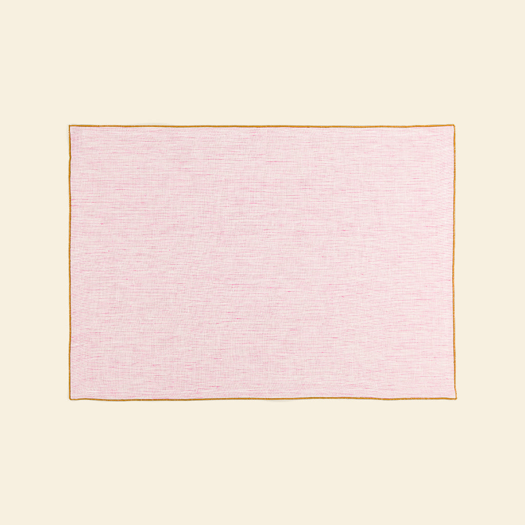 Linen placemats (set of 2) pink & white stripes