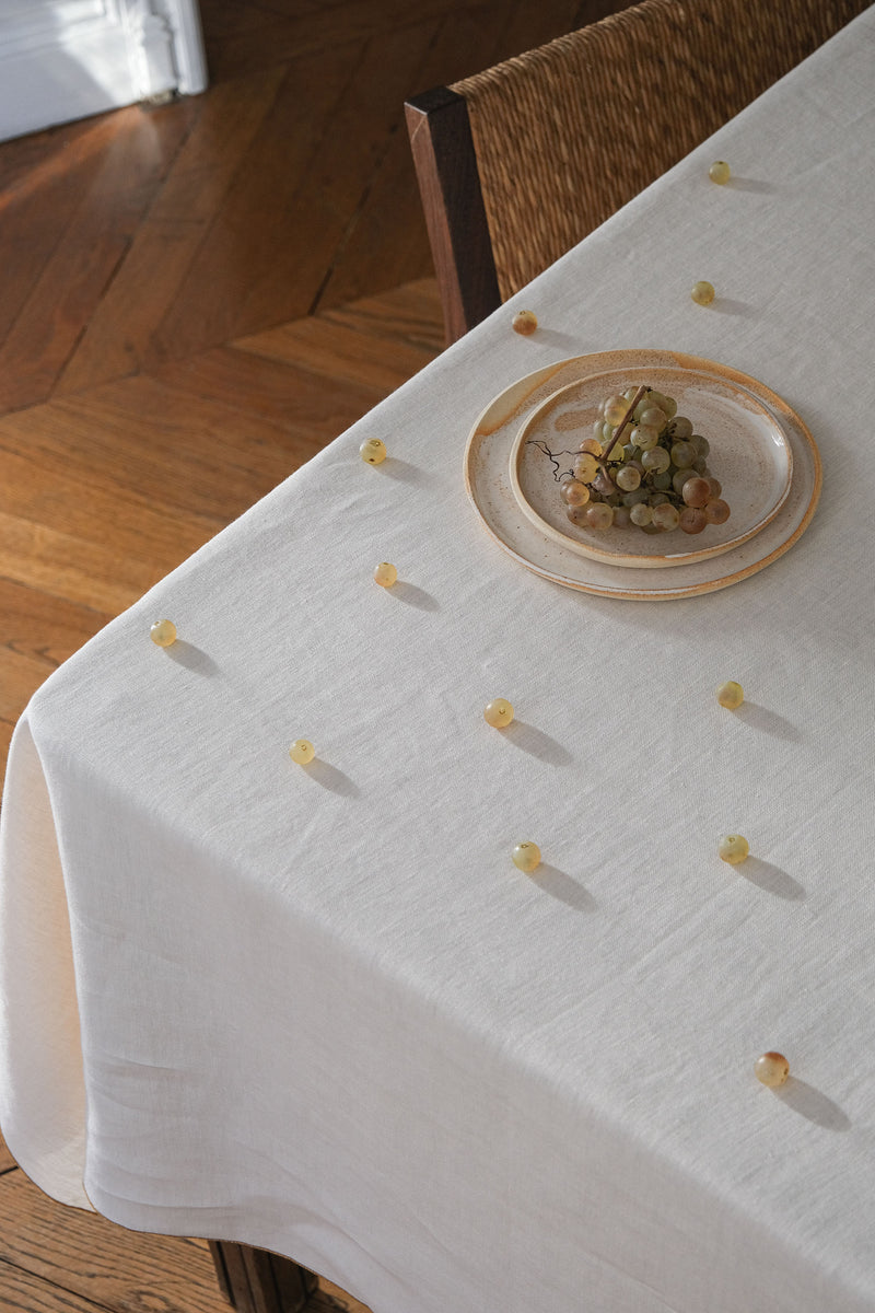 Thick linen tablecloth Ivory